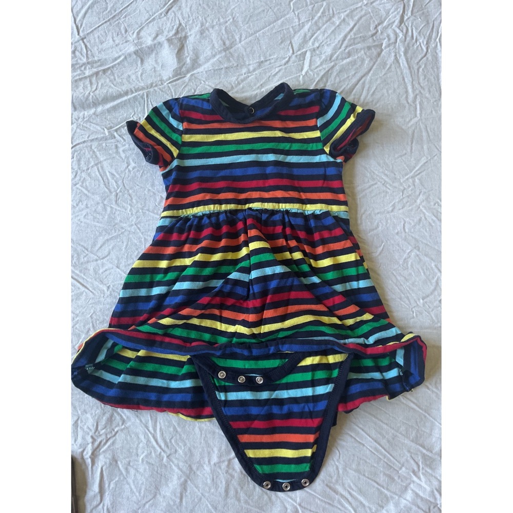 Primary Baby Rainbow Stripe Dress Bodysuit Multi Color Cotton 18-24 Months